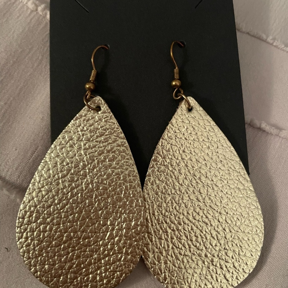 Gold Leather Earrings